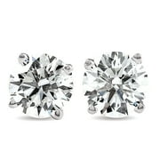 Pompeii3 3CT Round Lab Grown Diamond Screw Back Studs 14K White Gold (GH,VS2-SI1)